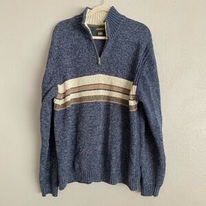 Eddie Bauer Mens Sweater Size Large Quarter Zip Blue Knit